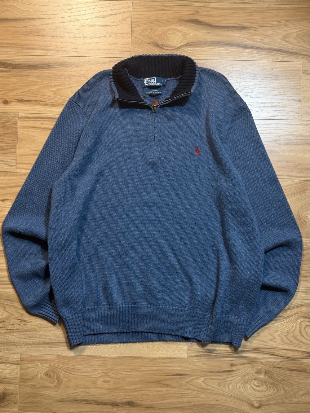 Polo by Ralph Lauren Men's Blue Half-Zip Cotton Sweater